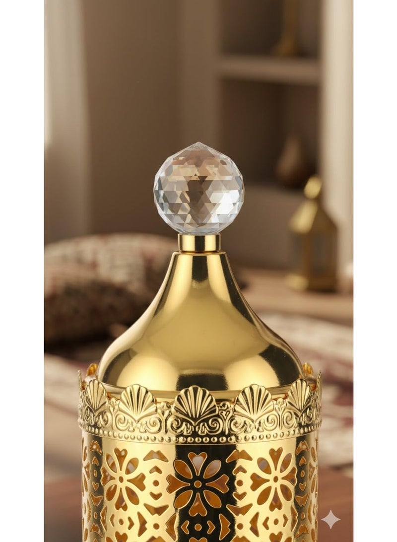 مبخرة بخور معدنية ذهبية ديكورية – حامل بخور أنيق لتزيين المنزل في رمضان والعيد - Image 4